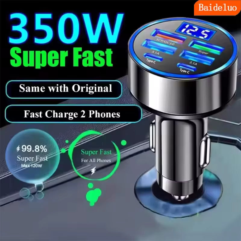 350W USB Car Charger PD QC3.0 USB C Car Phone Charger Type C Adapter