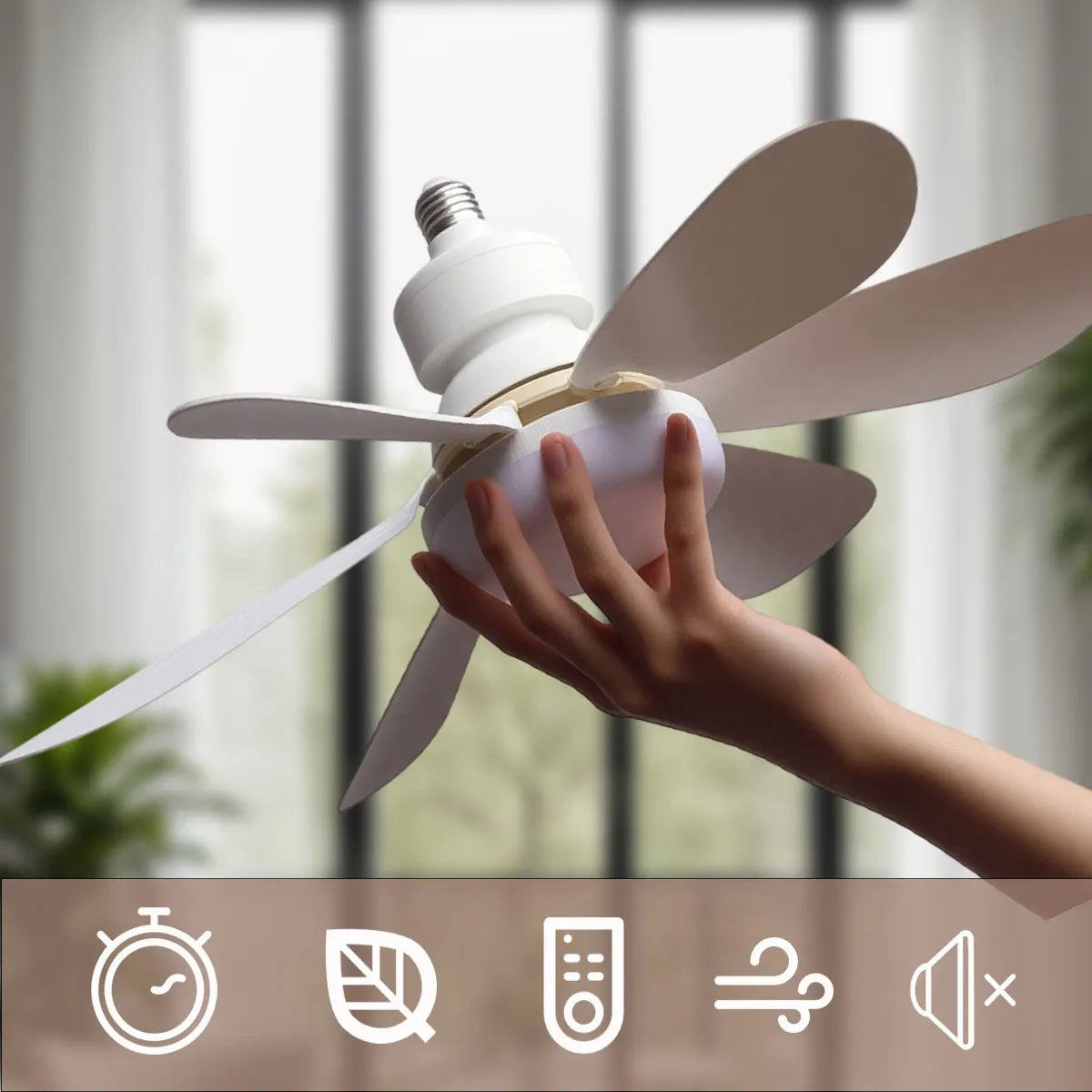 3-Color Dimmable LED Ceiling Fan Light – Quiet 6-Blade Fan with Remote Control