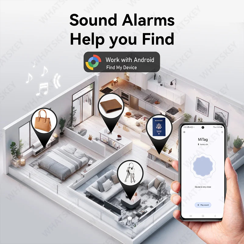 1-4Pack LiTag Duo Tracker Tag MiLi Smart Tag Item Finders Works with IOS & Google Find Hub Wallet Key Finder Item GPS Locator