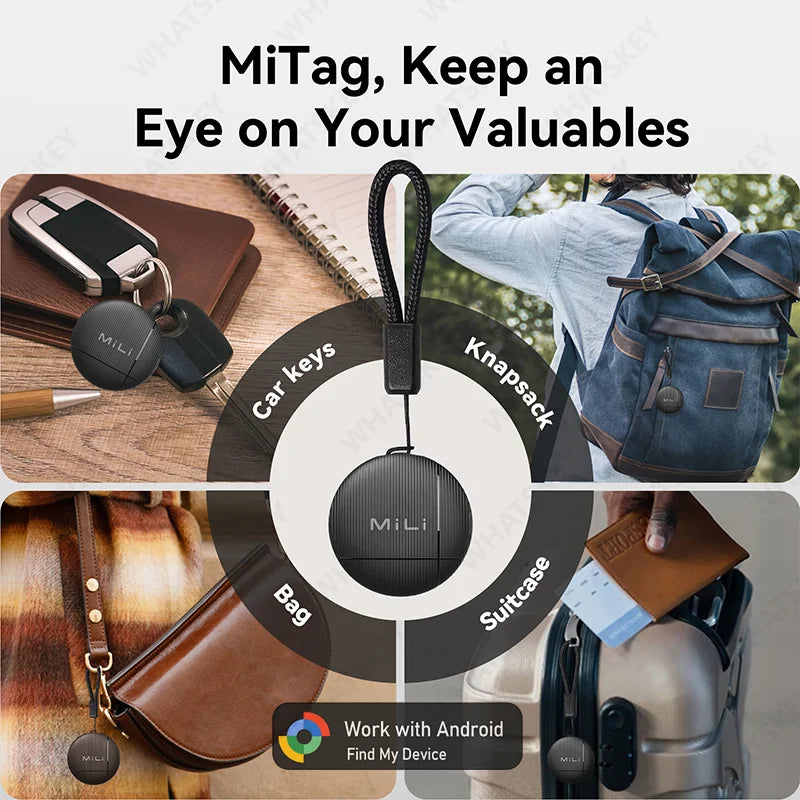 1-4Pack LiTag Duo Tracker Tag MiLi Smart Tag Item Finders Works with IOS & Google Find Hub Wallet Key Finder Item GPS Locator