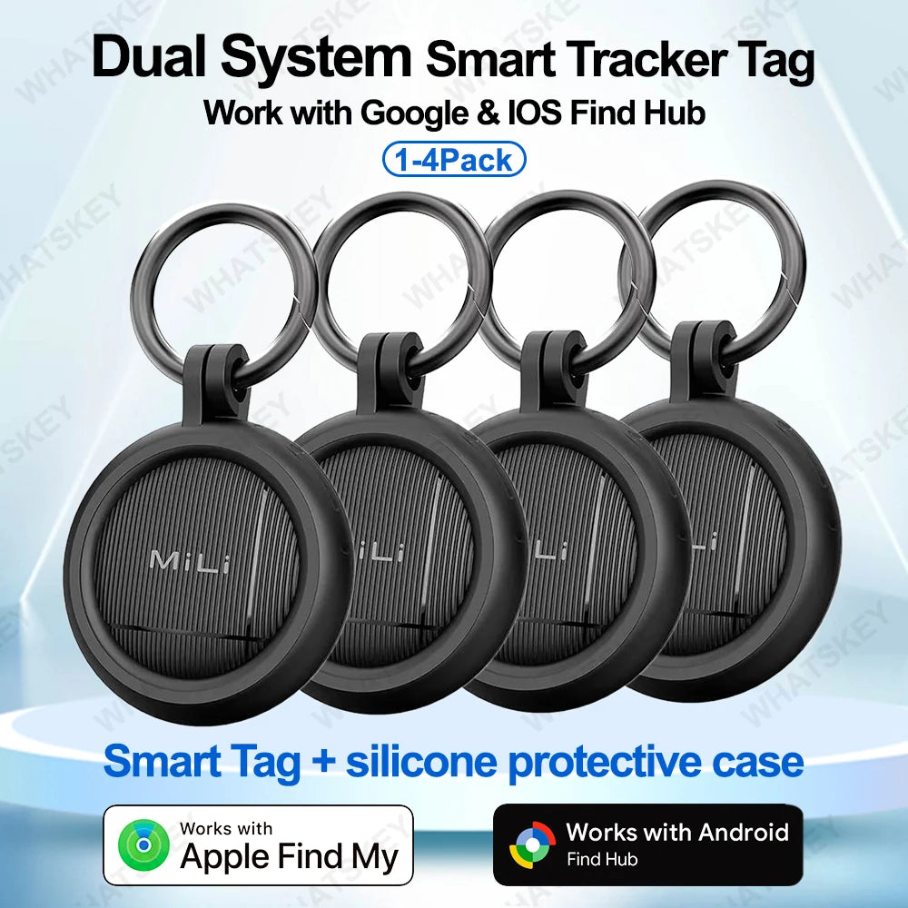 1-4Pack LiTag Duo Tracker Tag MiLi Smart Tag Item Finders Works with IOS & Google Find Hub Wallet Key Finder Item GPS Locator