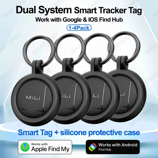 1-4Pack LiTag Duo Tracker Tag MiLi Smart Tag Item Finders Works with IOS & Google Find Hub Wallet Key Finder Item GPS Locator